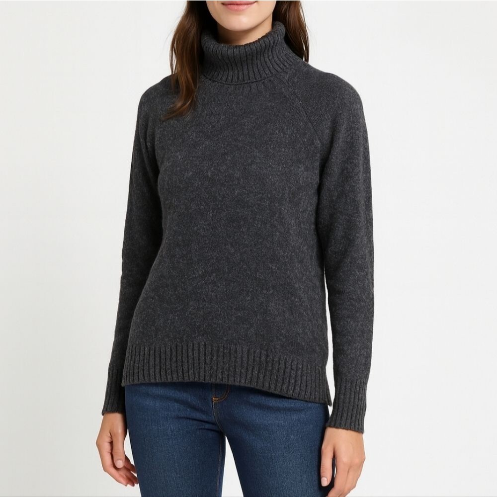 J. Crew Womens Grey Wool Blend Turtleneck Size S Preppy Winter Quiet Luxury